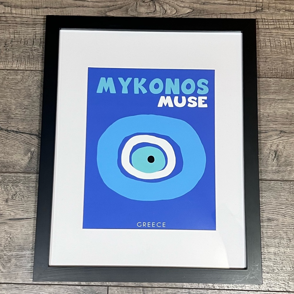 GREECE MYKONOS MUSE WOOD FRAMED PRINT 💙